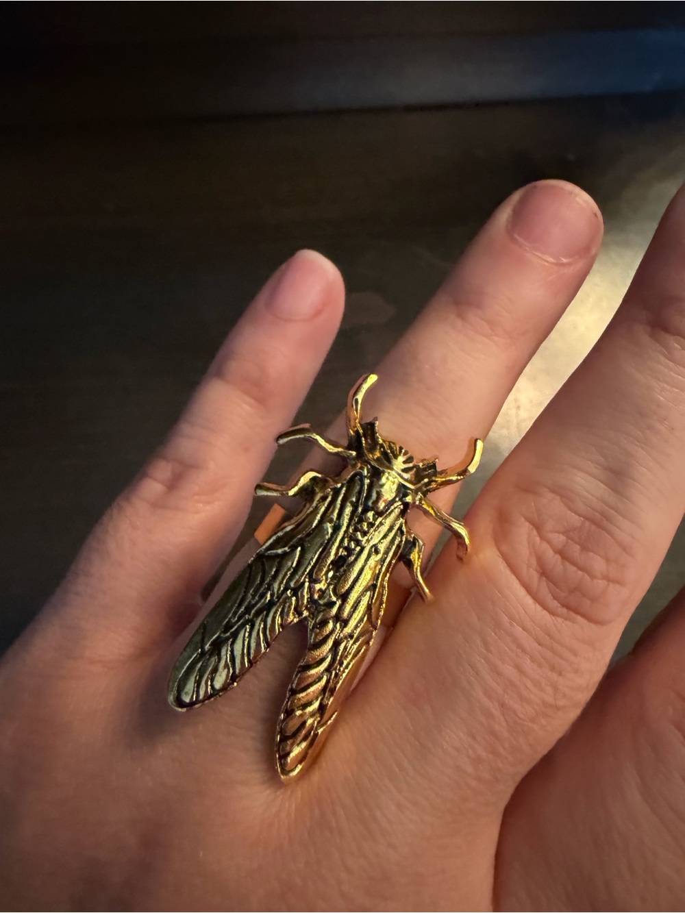 Gold Cicada Accent Adjustable Ring